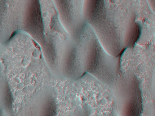 These dunes are on the floor of Herschel Crater, an impact basin from the ancient southern mountains of Mars; their shape is a result of the wind that blows mostly in only one direction