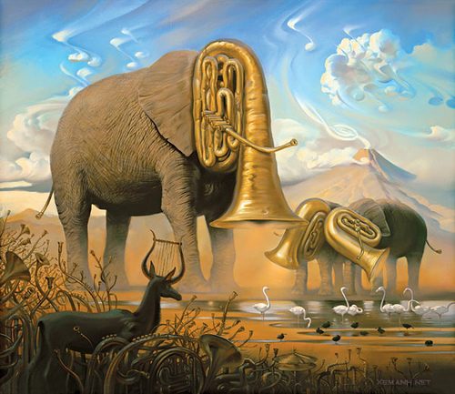 – 200903amazing painting surreal art elephants music