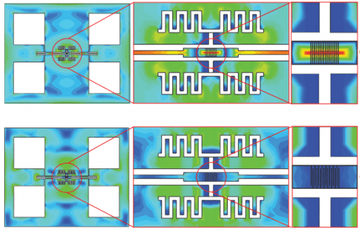 T-ray antenna with nanogap electrodes; the bottom is a typical photomixer with connected electrodes. The electric field is amplified in the nanogap version. (c) Imperial College London