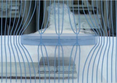 A graphic representation of the flux tubes inside the superconductive material coated wafer. (c) Tel Aviv University 