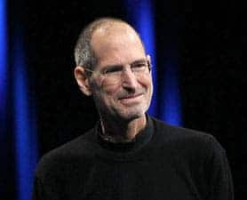 Steve Jobs in one of his favorite black wool turtleneck shirts, during his Nano presentation of 2007. 