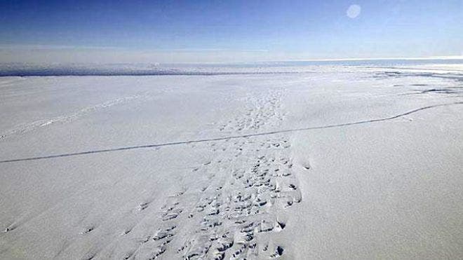 NASA's Operation IceBridge discovered a major rift in the Pine Island Glacier in western Antarctica. (c) NASA 