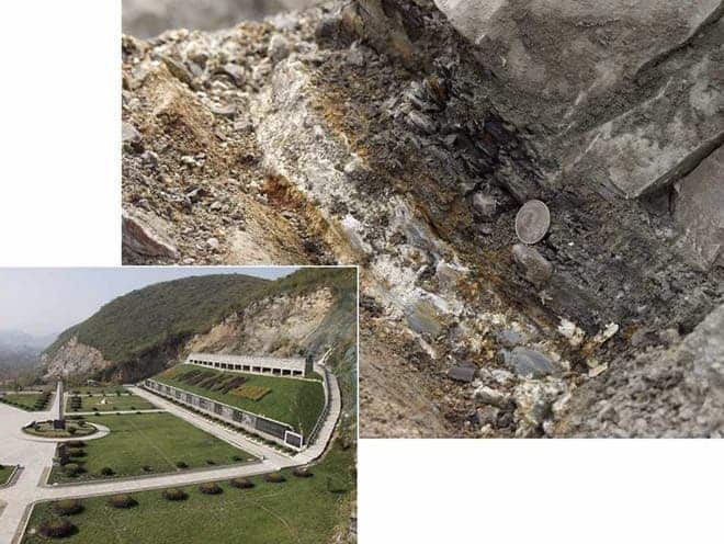 In China, the Meishan Geopark sits on the outcrop (gray wall, right) containing the most famous record of the greatest mass extinction (inset). (c) Shuzhong Shen