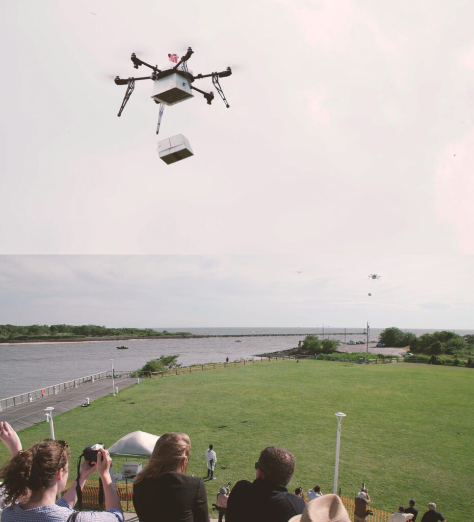 Drone Delivers Package To Shore