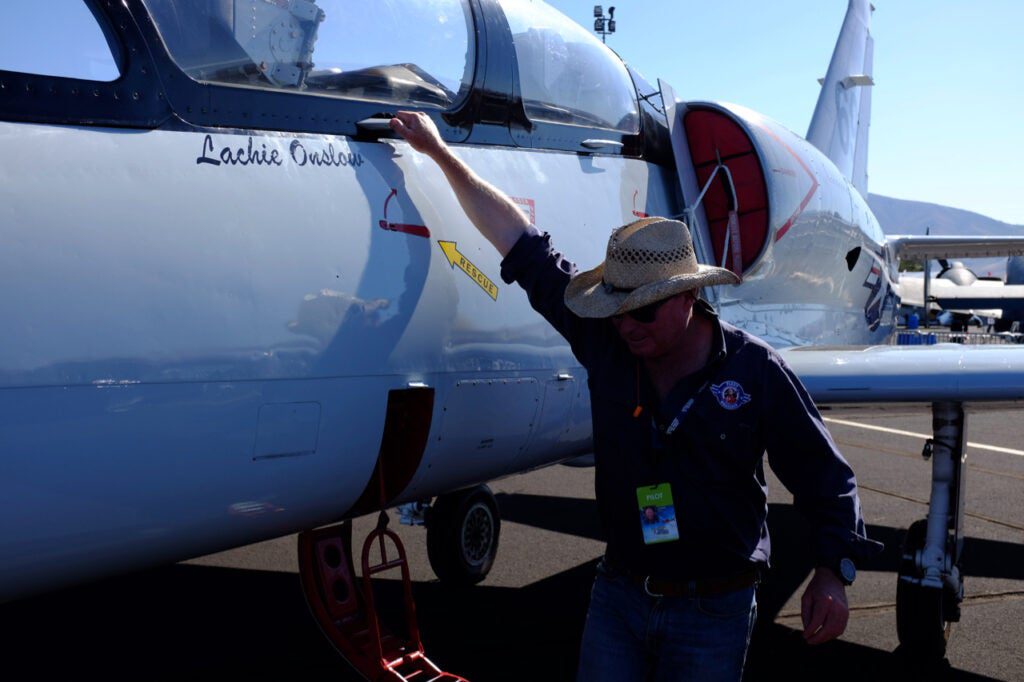 Pilot Lachie Onslow by an L-39 Albatross