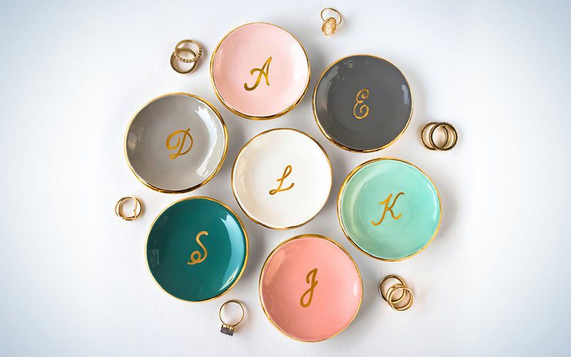 Gold Monogrammed Ring Dish