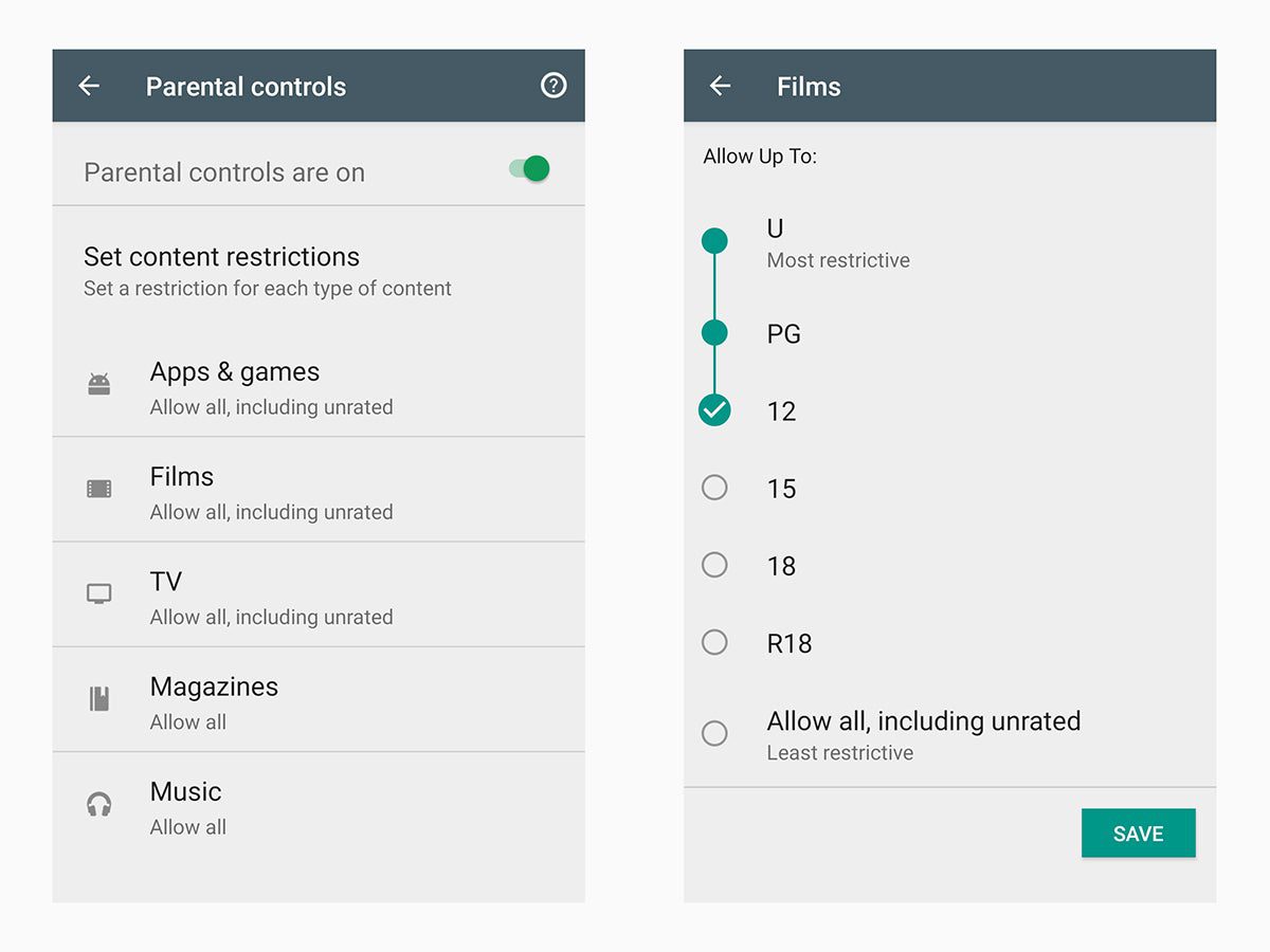 Loading parental setting