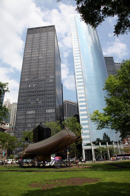 The JWST along with some Lower Manhattan skyscrapers for scale.