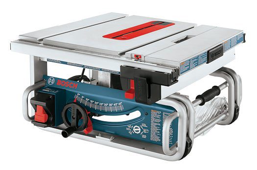 Built around a space-saving 13-inch blade, Bosch's portable table saw has a low center of gravity, making it stable on almost any surface. Its steel base holds the tabletop true without warping, the way plastic models often do. **Bosch GTs1031 10-inch Portable Table Saw:Amazon