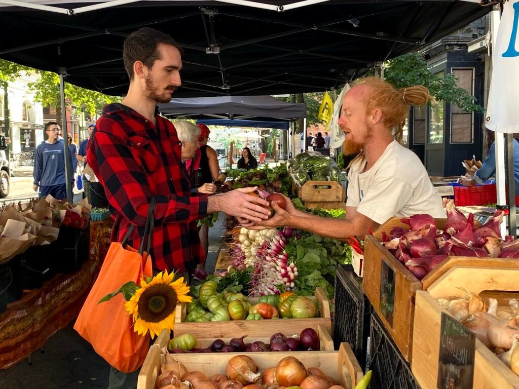 People at a farmer's market