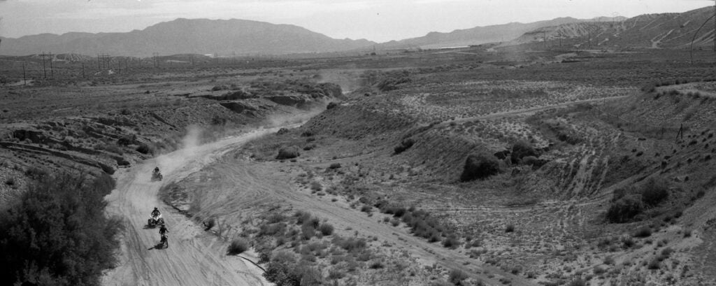 Desert panoramic image in black and white