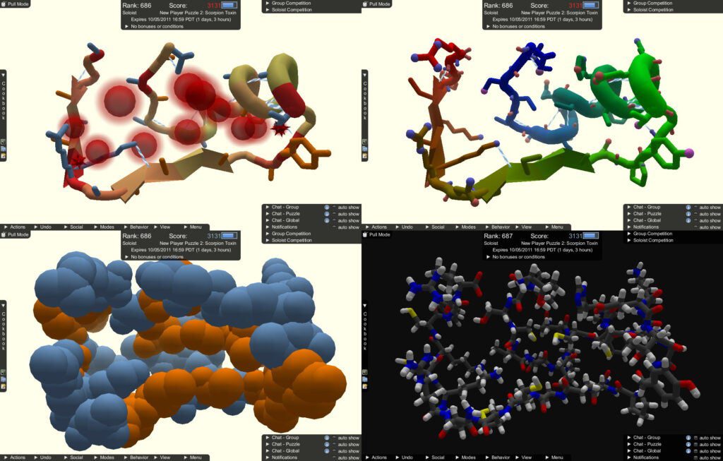 By learning more about the 3D structure of proteins (or how they 'fold'), we can better understand their function. This could help scientists fight diseases, create vaccines, and even find novel biofuels. In Foldit, players are presented with a model of a protein, which they can fold by using a variety of provided tools. The game evaluates the fold's quality and provides a score, which is uploaded to a leaderboard, allowing for competition between players from around the world. Foldit proved it is possible to effectively 'crowdsource' human problem solving to answer very difficult scientific problems. Foldit results have been published in Nature, which credited the game's thousands of players as co-authors.