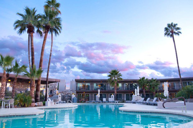 A pool at a desert resort.