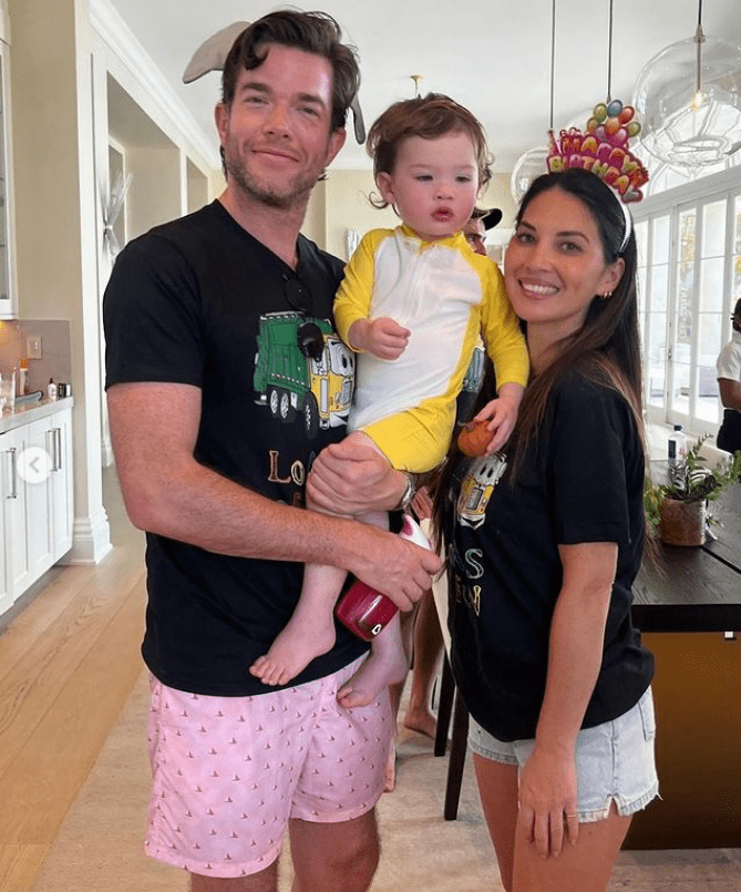 John Mulaney, Olivia Munn and their son Malcom on his second birthday