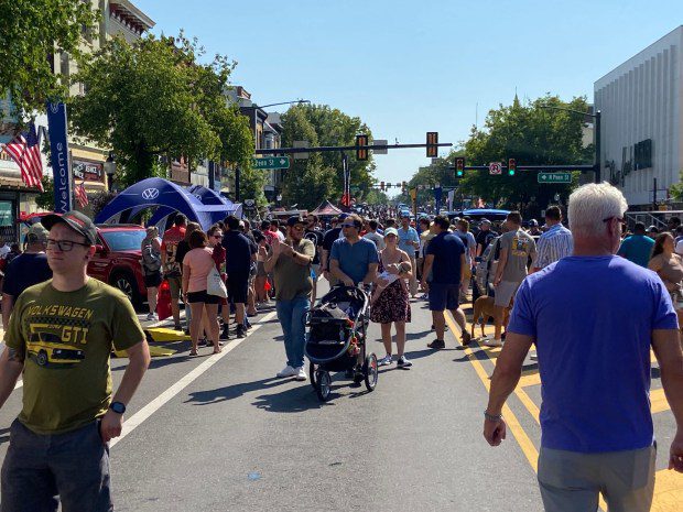 Street crowded with festival goers