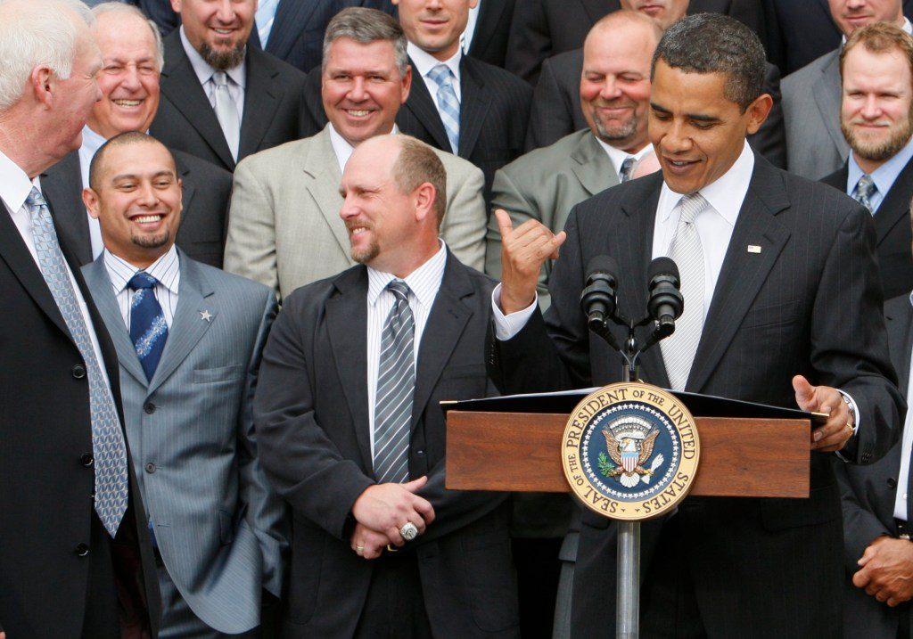 FILE - President Barack Obama makes the Hawaiian 