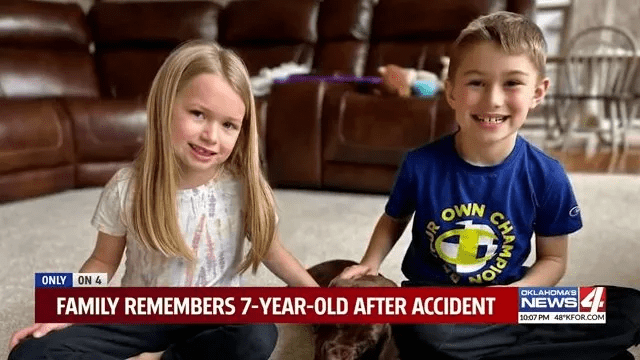 She was playing with her older brother Maddox (Picture: Oklahoma News)