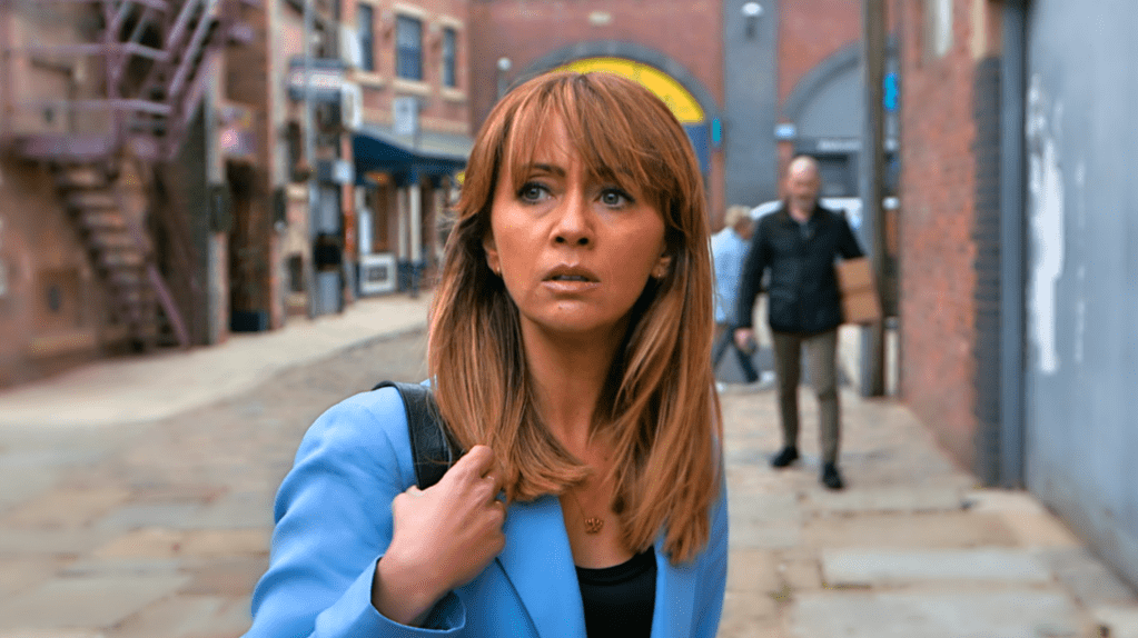 Maria on the cobbles in Coronation Street