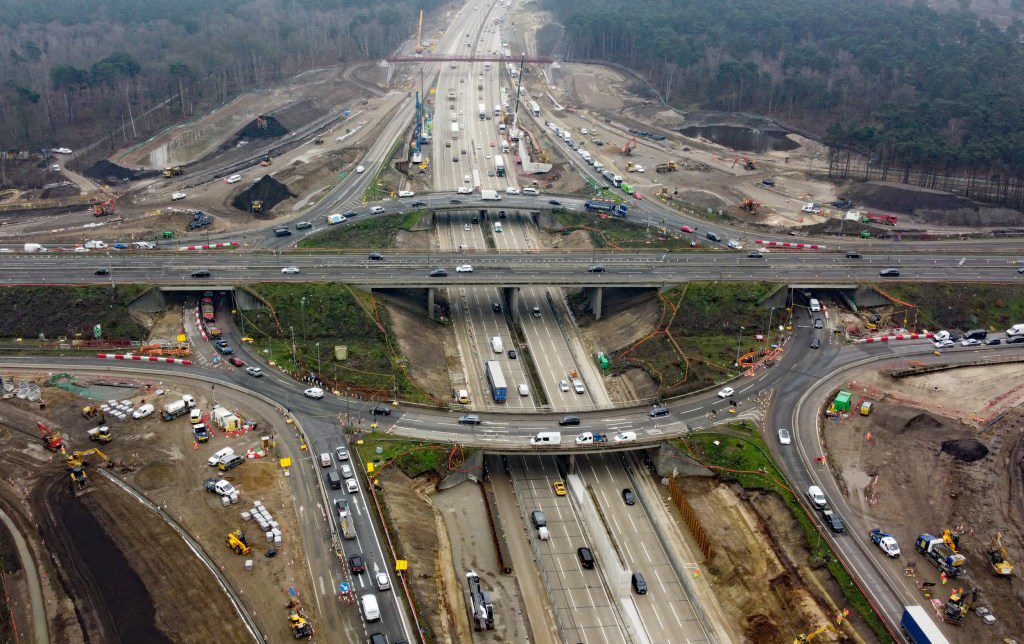 A view of traffic using junction 10 of the M25 in Surrey during a site visit ahead of a planned closure of both carriageways on the motorway from 9pm on Friday March 15 until 6am on Monday March 18. Picture date: Monday March 11, 2024. PA Photo. Photo credit should read: Gareth Fuller/PA Wire