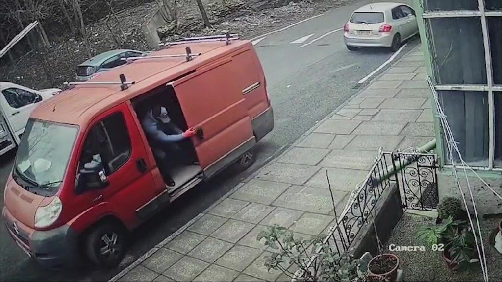 Video grab from footage of a man being being dragged into a van on Westcroft Rd, Bradford at 11.10am on Wednesday 6 2024. Photo released March 14 2024. CCTV footage has caught the terrifying moment a man in Bradford was apparently kidnapped in broad daylight.The footage, taken on March 6, on Westcroft Rd, Bradford at 11.10am on Wednesday 6, shows a red van pulling up outside a house before three men get out and head down and alleyway.Moments later, the three are scene dragging a man into the van as he tries desperately to escape before they make off.