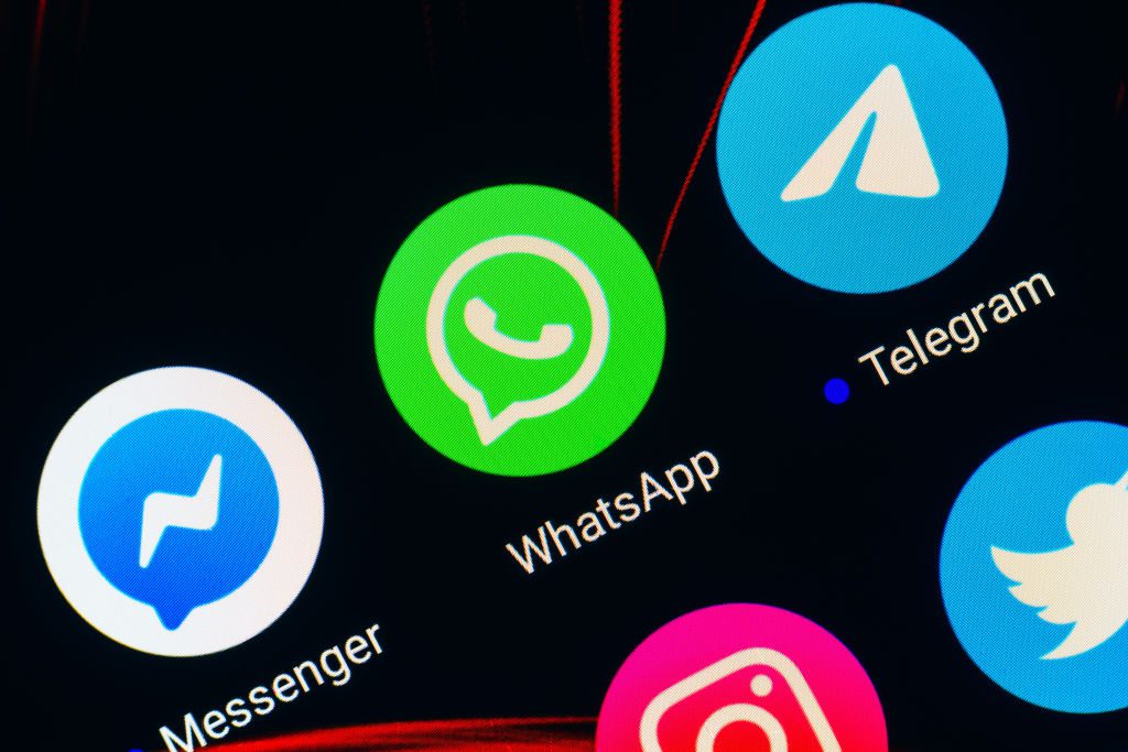 The Messenger, WhatsApp and Telegram logos