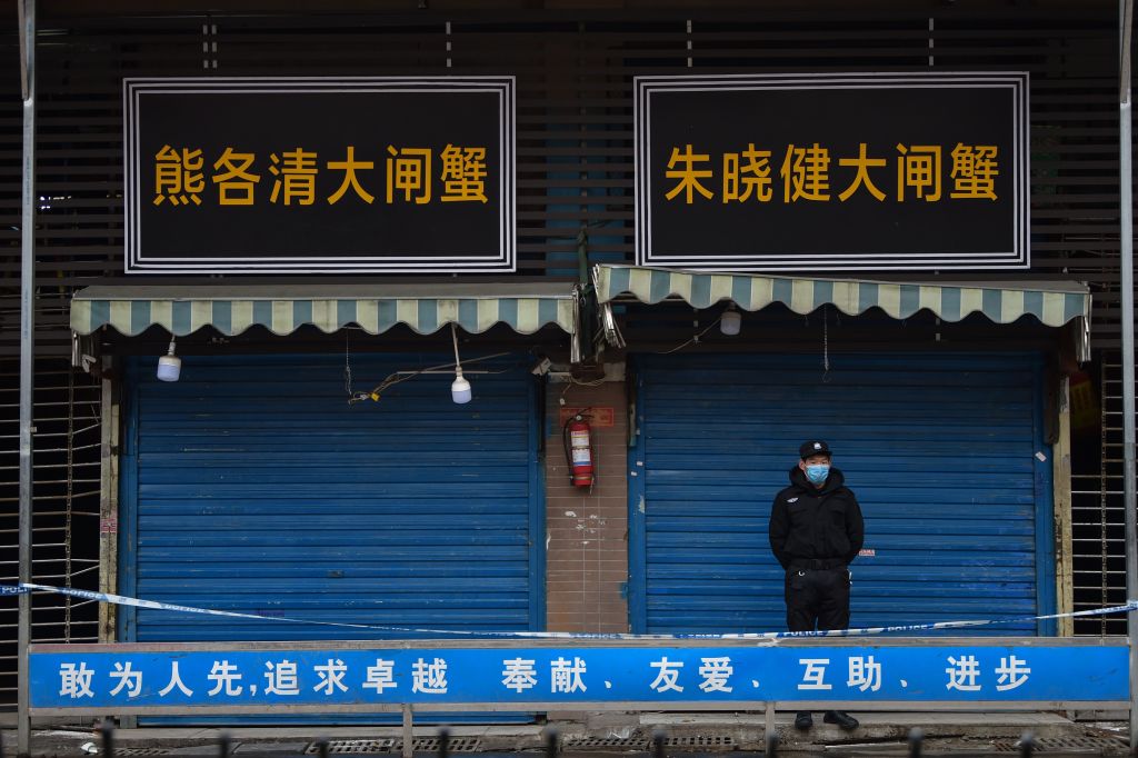 Wuhan wet market in China, thought to be a possible origin for Covid-19