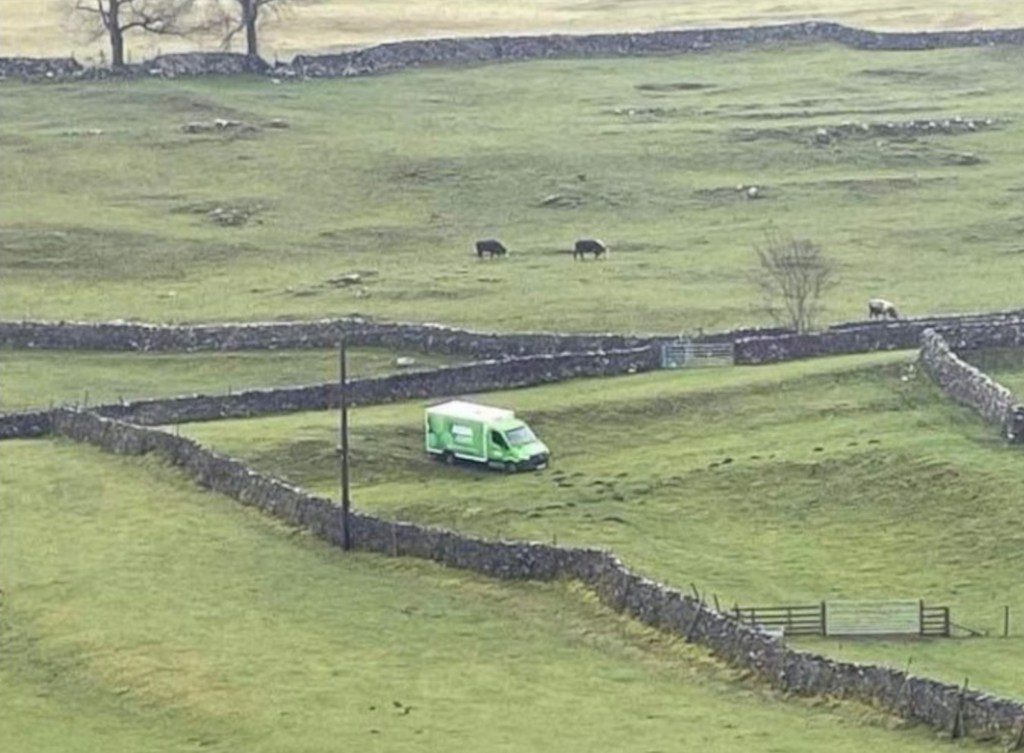 SOCIAL MEDIA users have been left baffled after spotting an Asda delivery van seemingly abandoned in the Yorkshire Dales. The van was snapped yesterday (THUR) in a field in Langcliffe, North Yorkshire and has raised questions over why it was there. Many joked that the driver must have been let down by their sat nav after the vehicle was spotted abandoned in the local field. Cordoned off by several stone walls and with no apparent easy route to the area - which appears to be in the middle of nowhere - Brits have been left seriously perplexed.