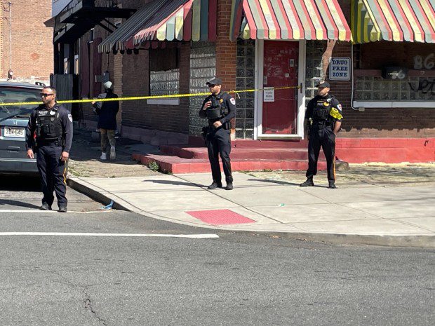 Law enforcement officers were stationed Saturday, March 16, 2024, on Martin Luther King Boulevard in Trenton. Andre Gordon Jr., the suspect in two shootings in Bucks County that left 3 people dead, was barricaded inside a home and holding hostages, authorities said. (L.A. Parker/The Trentonian)