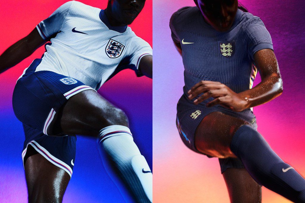 England's home and away kits for Euro 2024