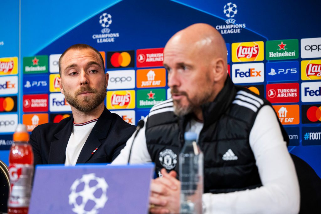 Christian Eriksen and Man Utd boss Erik ten Hag