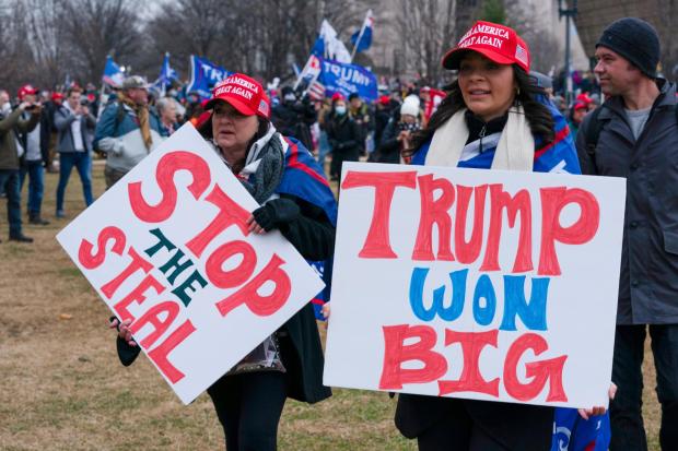 FILE - Supporters of President Donald Trump gather for a rally on Jan. 6, 2021, at the Ellipse near the White House in Washington. Trump is making the Jan. 6, 2021 attack on the Capitol a cornerstone of his bid to return to the White House. Trump opened his first rally as the presumed Republican Party presidential nominee standing in salute with a recorded chorus of Jan. 6 prisoners singing the national anthem. (AP Photo/Jose Luis Magana, File)