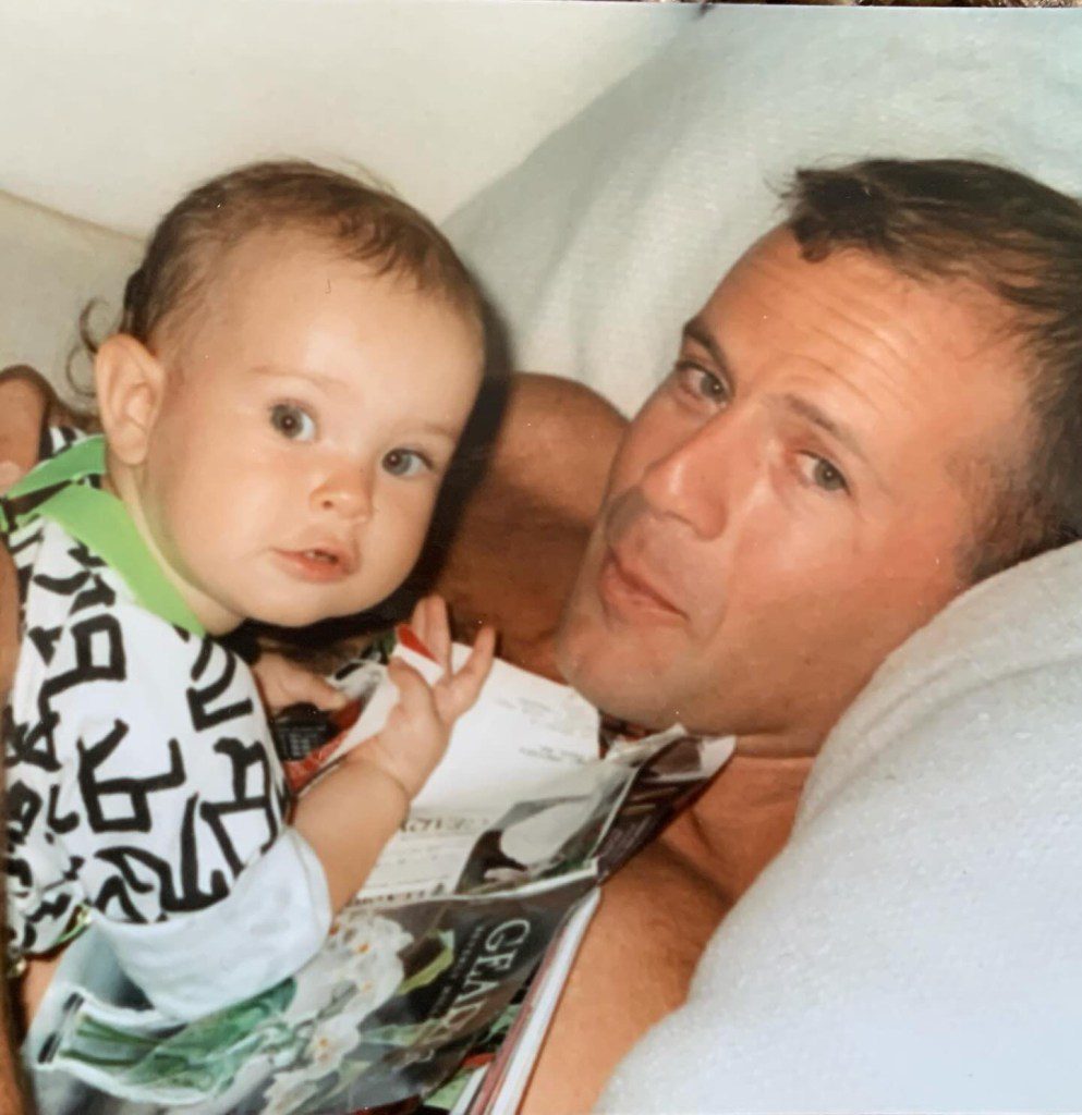 Rumer Willis as a baby with dad Bruce Willis