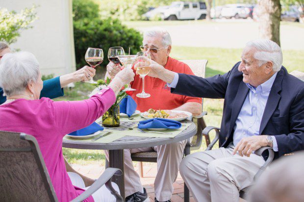 White Horse Village residents enjoy outdoor dining. (Courtesy of White Horse Village)