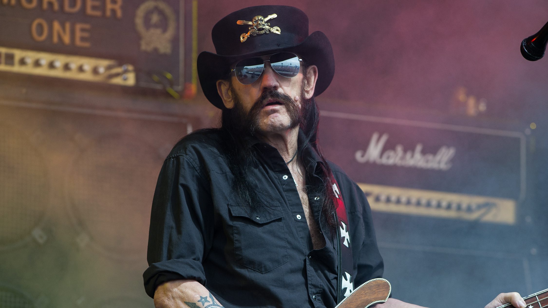 Lemmy performing at Glastonbury