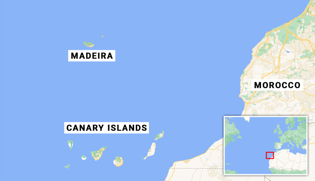 Map showing where Madeira is