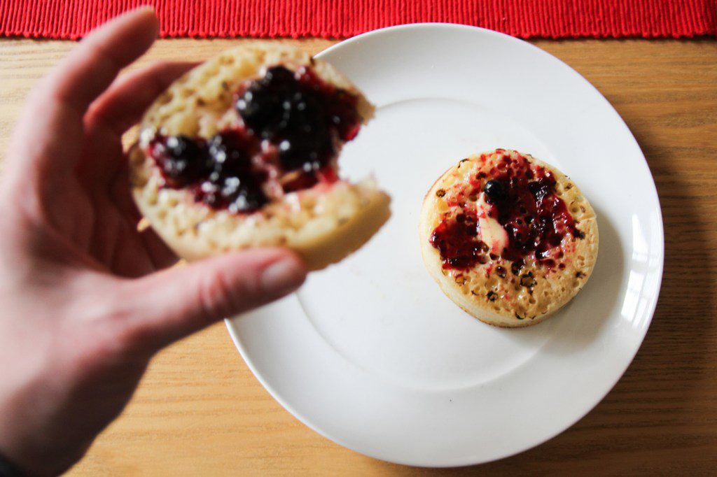 Point of View - Person eating crumpet