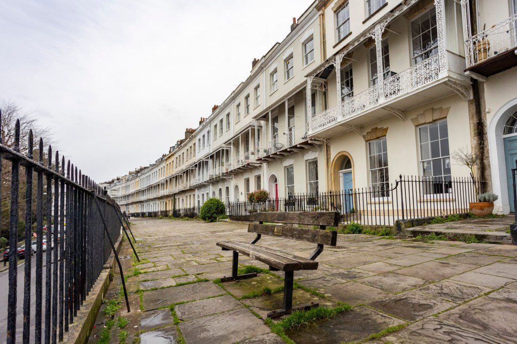 The bench in Clifton in Bristol where a mystery plaque has appeared