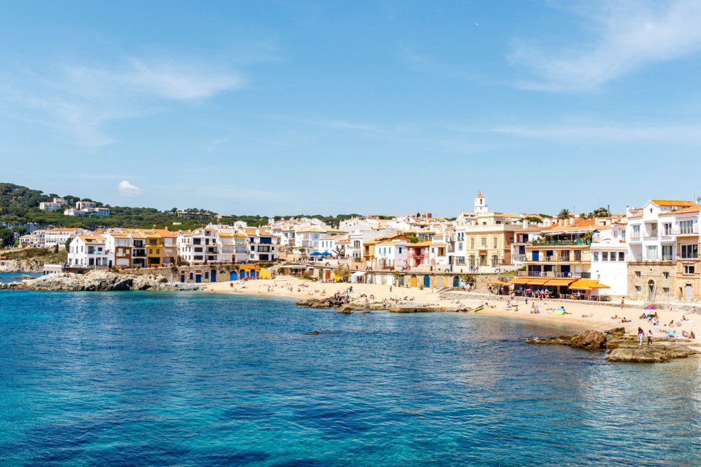 View at the beach and old town of Calella de Palafrugell, Costa Brava, Catalonia, Spain, Europe