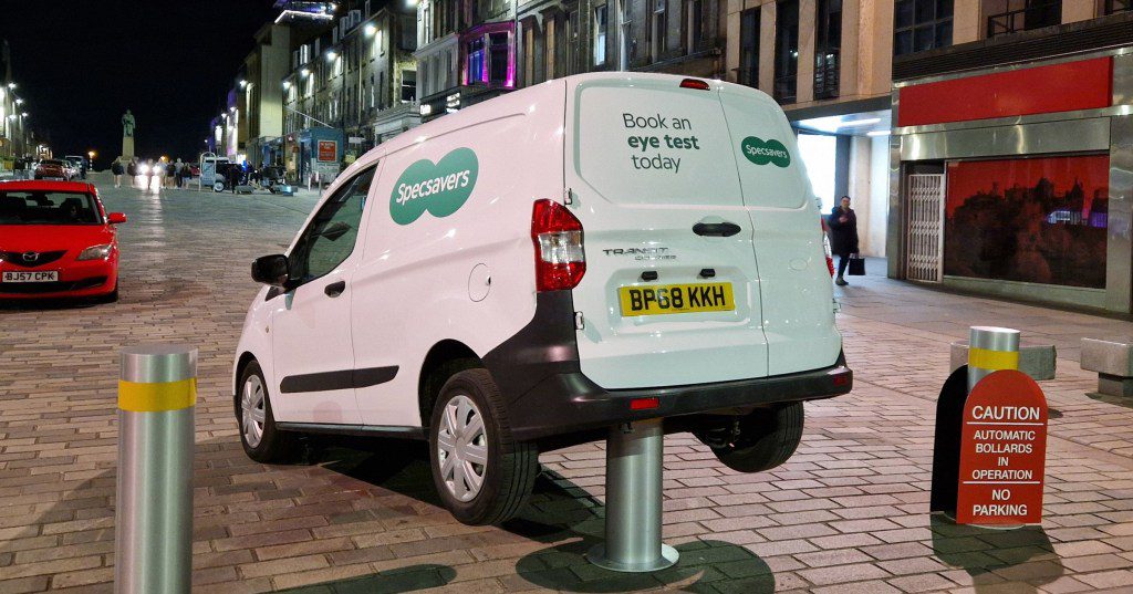 Specsavers van crashed into pole