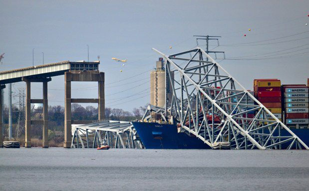 Baltimore's Francis Scott Key Bridge collapsed early Tuesday morning after a support column was struck by a vessel. (Jerry Jackson/Staff)