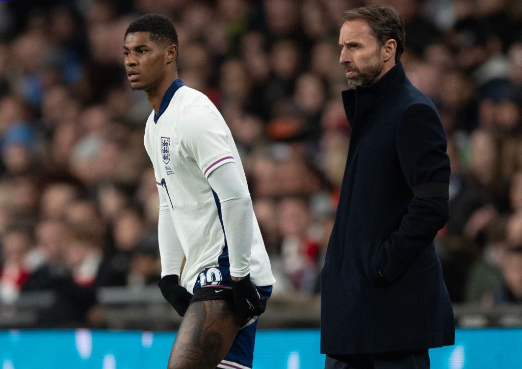 England boss Gareth Southgate and Man Utd's Marcus Rashford