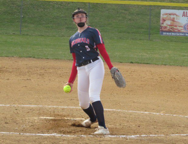 Plymouth Whitemarsh's Madison Moran delivers a pitch against Quakertown Tuesday, March 26, 2024. (Ed Morlock/MediaNews Group)