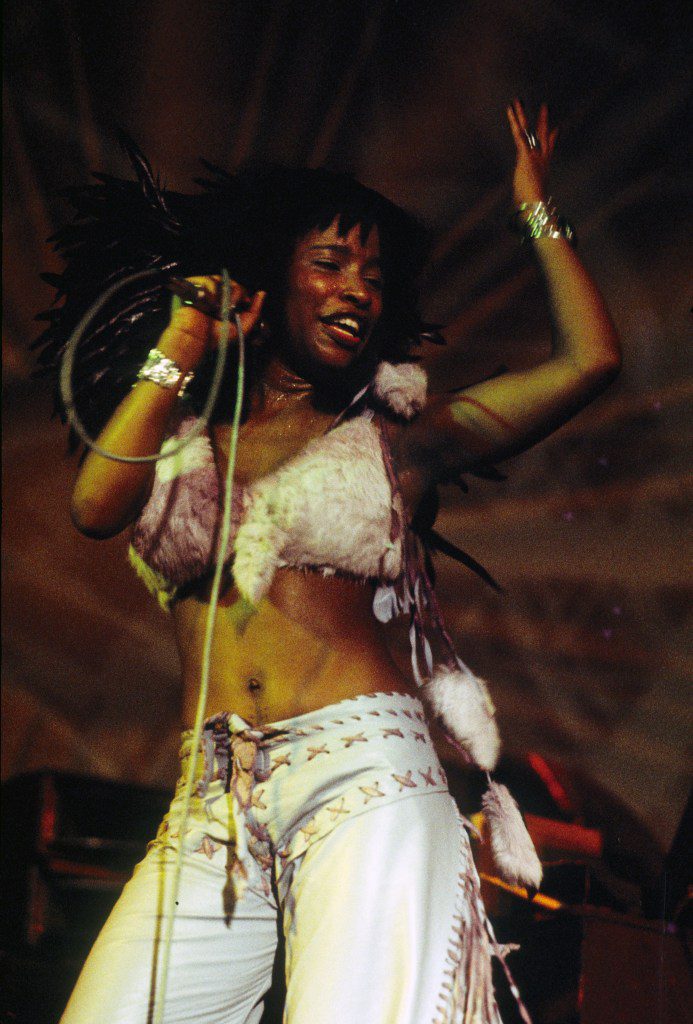 Chaka Khan performing on stage.