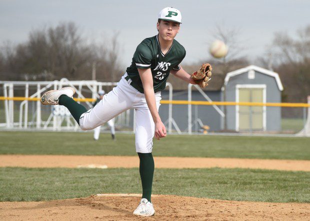 Pennridge's Connor Murray, 23, throws a pitch against Souderton during their game on Tuesday, March 26, 2024. (Mike Cabrey/MediaNews Group)