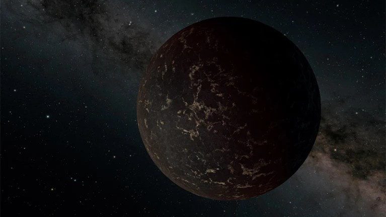 Artist impression of the planet LHS 3844b, this side is in perpetual daylight.