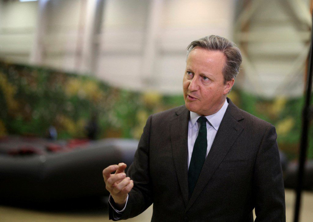 Britain's Foreign Secretary David Cameron speaks during an interview as he attends a demonstration of Bulgarian customs and border police on fighting illegal migration, in Sofia, Bulgaria.