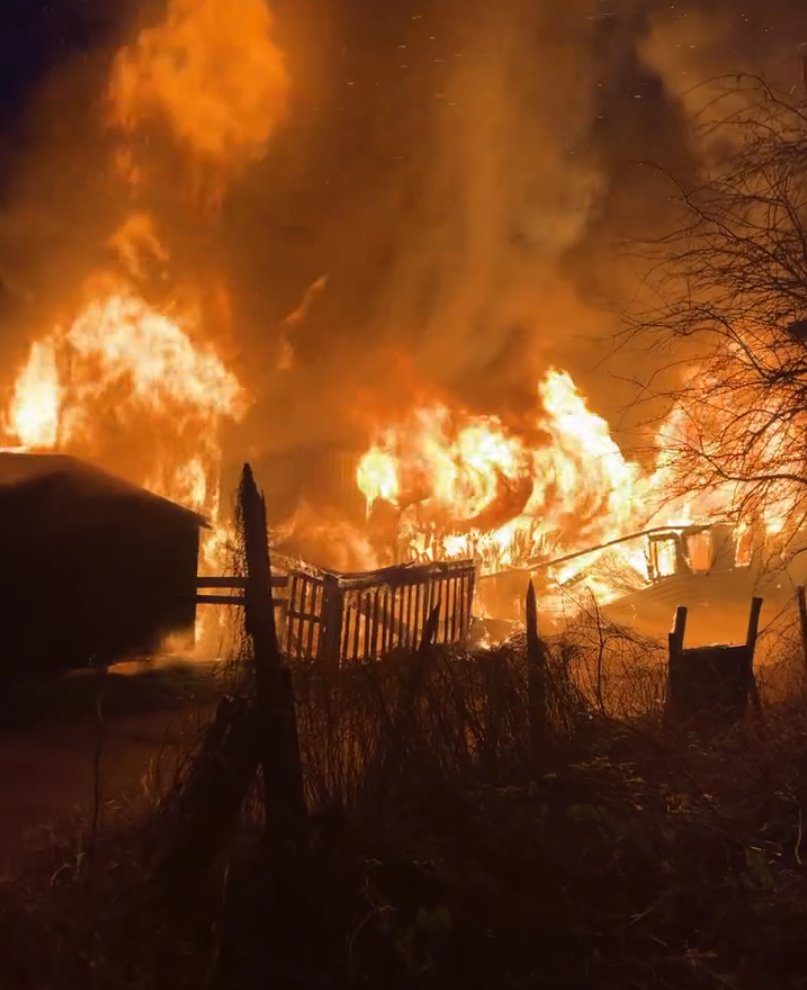 Fire at derelict barn in Royton, Oldham 