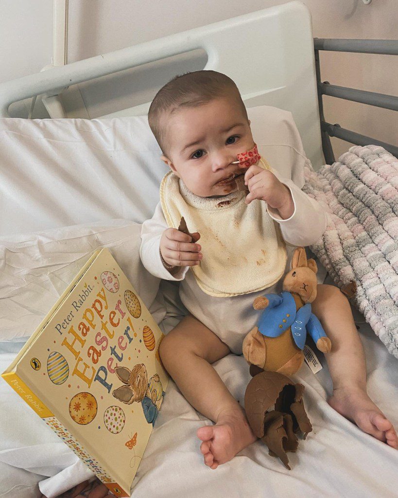 Safiyya Vorajee and Ashley Cain's daughter Azaylia eating chocolate Easter eggs