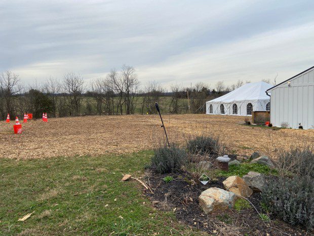 The Sunset Hill Brewery, which has erected a tent to expand its sales area, recently came into conflict with the township when mulch was added to create more parking for events. (Evan Brandt -- MediaNews Group)