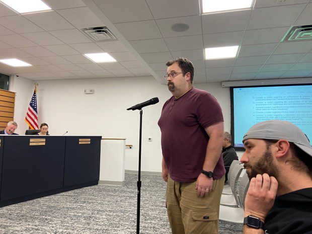 Paul Schniebel, who lives next to Sunset Hill Brewery, thanked the supervisors for voting to appeal the variances granted to the businesses. (Evan Brandt -- MediaNews Group)